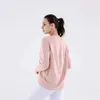 Lu Lu Yoga Damen T-Shirt Back in Action T-Shirt Damen Atmungsaktiv Bequem Locker Langarm Laufen Fitness Sport Lemon Top Lemons LL