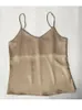 Camisoles Tanks Toppies Green Satin Woman ärmlös toppar Summer Imitation Silk Elegant Vest Solid Color Tube 230413