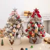 Weihnachtsdekorationen 4560 cm Mini-Baum mit Lichtern DIY Desktop Golden Red Year Home Party Windows Ornamente 231113