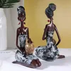 Dekorativa föremål Figurer Northeuins harts Vintage African Crafts Ornament Black Women Art Sculpture Home Living Room 231109