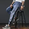 Jean Homme Pantalon Denim Homme Patchwork printemps été mode Streetwear bande élastique sarouel Pantalon HommeHomme