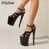 Nieuw sexy extreme superhoge hakken platform dames sandalen model t station podium catwalk enkelgespelen schoenen 230306