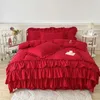 Bedding Sets White Cake Layers Big Lace Ruffles Girls Duvet Cover Set Pillowcases Bed Skirt Or Sheet Bedspread Princess