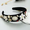 Luxury Flower Pearl Fringe Headband Fashion Hair Accessories Women's Trend Velvet Rhinestones Hairband Hair Band Girl