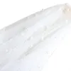 Hair Clips Wedding Bridal Veil With Metal Comb Cut Edge Accessories For Bride 2 Tier Sheer Tulle 39" Pearl Beads Embellished