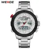 2023 WEIDE Montres-bracelets Marque de luxe Quartz Mouvement numérique boîtier en métal Bracelet noir Chronographe lumineux Calendrier Hommes Montre-bracelet Relogio Masculino