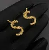 18K GOUD GOLDE LUXURE LETTERS Stud Merkontwerpers Geometrische beroemde vrouwen Crystal Rhinestone Earring Wedding Party Sieraden