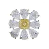 Cluster Rings 2023 S925 Silver Imported High Carbon Diamond Yellow Ring Group Flower Wedding