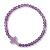 Strand Trendy 4mm Perline Bracciale Pietra Croce Ciondoli per donne Gemme naturali Braccialetti di cristallo Gioielli fatti a mano Uomini Preghiera Yoga