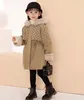 G8040 Autumn Kids Designer Clothes Girl Winter Coats Thick Warm Fur Lapel Hooded Fleece Jacket Girls Coat