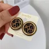 Stud Earrings French Retro Geometric Round Leopard Print Women's Simple Temperament Fashion Trend