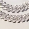 Iced out hip hop cuban chain handmade 12mm 16mm baguette moissanite cuban link S925 silver necklace with GRA certificate jewelry