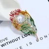 Brooches Fashion Jewelry Feather Enamel Pins Brooch Simulated Pearl Crystal Alloy Pin For Men Women Accessories Gift