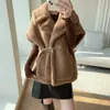 Women's Wool Blends Max Teddy Bear Shawn Kvinnlig Autumn Winter Camel Jacka Sheel Coat Lapel Short Alpaca Silk High-End Fashion Jacket 231113