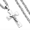 Pendant Necklaces Women's Men's Jesus Christian Cross Necklace Gold Color Stainless Steel Byzantine Chain Male Jewelry Gifts