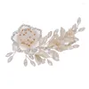 Pinces à cheveux SLBRIDAL strass faits à la main opale cristal perles fleur feuille pince de mariée Barrettes accessoires de mariage femmes bijoux