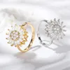 Bandringe Mode Kristall Sonnenblume für Frauen Drehbarer Anti Stress Angst Zirkon Verstellbarer Ring You Are My Sunshine Schmuck Geschenke 231110