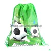 Gift Wrap 12st/Lot Football Theme ryggsäck Happy Birthday Party Nonwoven Tyger Soccer Ball DString Gift Bag Baby Shower Mochila OT4ID