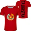 T-shirt da uomo Tagikistan Gioventù Fai da te Nome su misura Numero Tjk Camicia casual Bandiera nazionale Tj Tagico Paese College Stampa Po Testo Vestiti