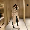 Women's Trench Coats Windbreak Jacket Women Trench Coat Topcoat Double-breasted Casual Coat Pure Color Autumn Winter Overgarment Waistband Lapel CoatL231113