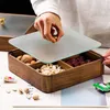 Storage Bottles Walnut Dried Fruit Box Solid Wood Candy Household Coffee Table Snack Tray Compartment