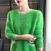 Kadın Sweaters Yeni Kadın Giyim Kaşmir Kazak O-Neck Örgü Kazak Moda Sonbahar ve Kış Gevşek Kalın Sıcak Topl231113