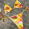 Bikini con estampado de Color para mujer, traje de baño Bandage con cordones, sujetador Sexy para vacaciones de verano, traje de baño para nadar, ropa de playa