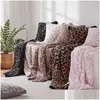 Blankets Half Wool Sheep Blanket Knitted Leopard Plush Bedding Article5343771 Drop Delivery Home Garden Textiles Oto3U