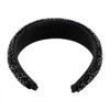 Grampos de cabelo moda tamanho grande preto headbands para mulheres declaração de festa chunky strass grânulo hairbands acessórios de jóias de luxo