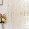 Curtain European Style Luxury Pearls Embroidered Tulle Curtains For Living Room French Chic Flowers Embroidery Sheer Drapes Bedroom