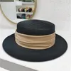 Wide Brim Hats Straw Hat For Women 2.36 Inch Fashionable Flat Top Protections Beach Vacation Summer Accessory