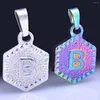 Pendentif Colliers 2Pcs Collier En Acier Inoxydable 26 Lettres De L'alphabet A-Z Couleur Miroir Finement Poli Hexagonal