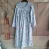 Women's Sleepwear Nightgown For Women Long Gown Dress Knitted Flocking Cotton Ladies Sleeve Night Robe Flowers Very Large Size