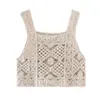 Женские танки Женские винтажные вязание крючком Camis Vest Boho Hollow Out цветочный вязаный рука