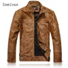 Men's Jackets Samlona 2023 Autumn Winter Pu Leather Fashion Tops Outerwear Mandarin Collar Overcoats Sexy Faux