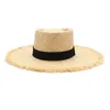 Шляпы с широкими полями, богемная пляжная соломенная шляпа из рафии, женская праздничная тканая шляпа ручной работы, летняя женская защита от солнца