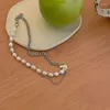 Cadenas Strand perlas de imitación cuentas gargantilla collares para mujeres Y2K diseño corazón Collar cuello cadena joyería de moda KCN048
