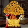 Decorative Objects Figurines Lucky Money Tree Chinese Gold Ingot Crystal Fortune Tree Ornament Wealth Ornament Home Office Table 231109