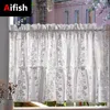 Rideau blanc rayé fleur dentelle broderie court Tulle rideaux pour chambre française salon plissé fenêtre armoires de cuisine