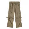 Men's Pants Side Pocket With Leg Band Cargo Casual Men Women Straight Style Trousers Black Green