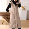 Damesvesten Herfstvest 2023 Mode Winterjas Met capuchon Warme lange mouwloze parka Vrouw Koreaanse stijlkleding