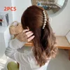 Hair Clips 2pcs Pearl Claw Set Clip For Women Gold Color Hairpins Metal Accessories Geometric Hollow Pincer Barrette Crystal