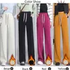 Kvinnor Pants Lose Women Corduroy Trousers 2023 Autumn Winter Thick Lady Wide Leg Plus Size 4xl Fleece Drawstring Female Capris Ke3077