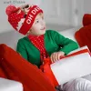 Hats Scarves Sets Children Hat Scarf Set LED Christmas C Snowflake Santa Elk Xmas Tree Print Winter C New Year Festive Tassel Scarf Beanie SetL231113