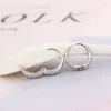 Hoopörhängen Ryju 925 Sterling Silver Chunky Oval U Shaped Cubic Zircon Ear Piercing Earring for Women Girl Teens Statement Present