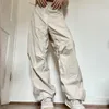 Calça feminina capris feminino casual calça calças vintage hip hop baixa cintura calça larga de folga y2k streetwear de moda desenha calças de carga de pernas largas 230413