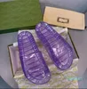 Men's slide sandal 90s feel Slip On Flat Flip Flop Sandals transparent purple rubber With Box Dust Bag