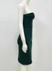 Casual jurken dames luxe sexy strapless backless knop groen split midi bodycon bandage jurk 2023 elegant avondclub feestje