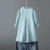 Dames blouses zomer tops casual single breasted rapel raapje korte mouw ruches shirt dames top kantoor katoen linnen wit roze ropa mujer