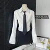 Blouses voor dames Lauri Laki White Blouse voor vrouwen Elegant Kantoor Draag Lange Mouw Shirt Mujer Spring Summer 2023 Tops